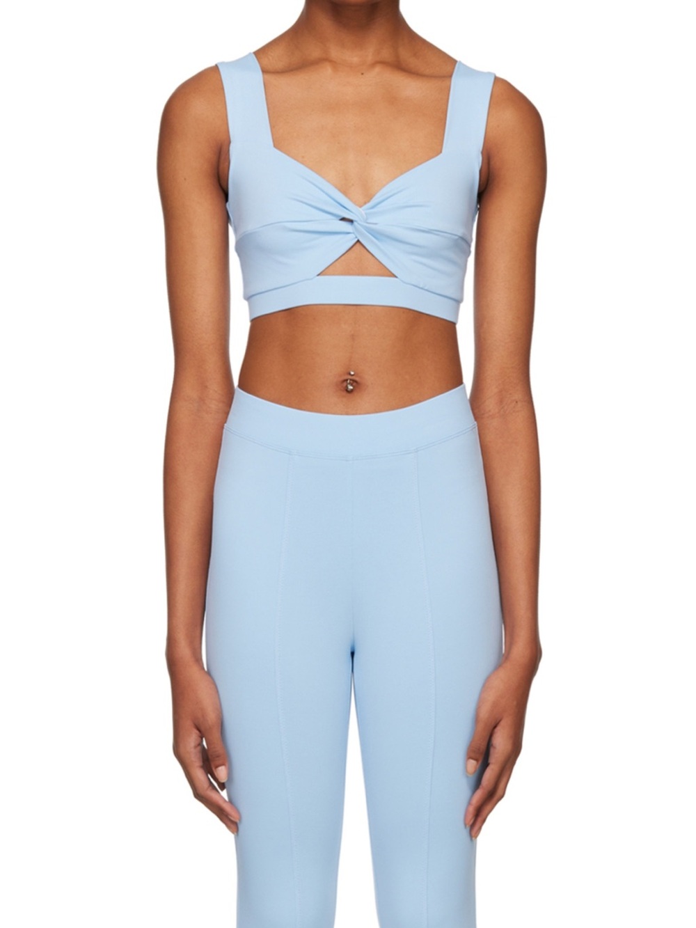 Nobra Light Blue Nylon Sports Bra and Sport Shorts Set